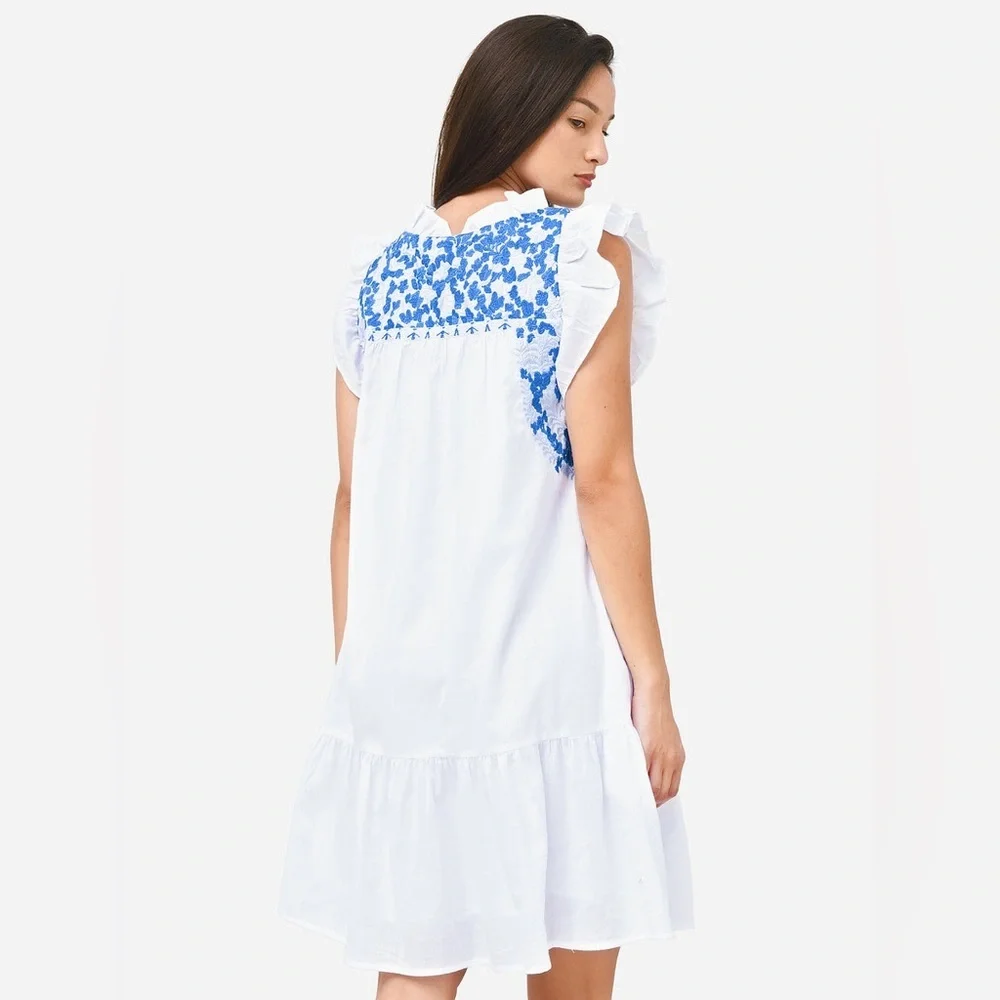 J. Marie M Boho Embroidered Dress blue white perfect condition smoke pet free - Picture 9 of 9